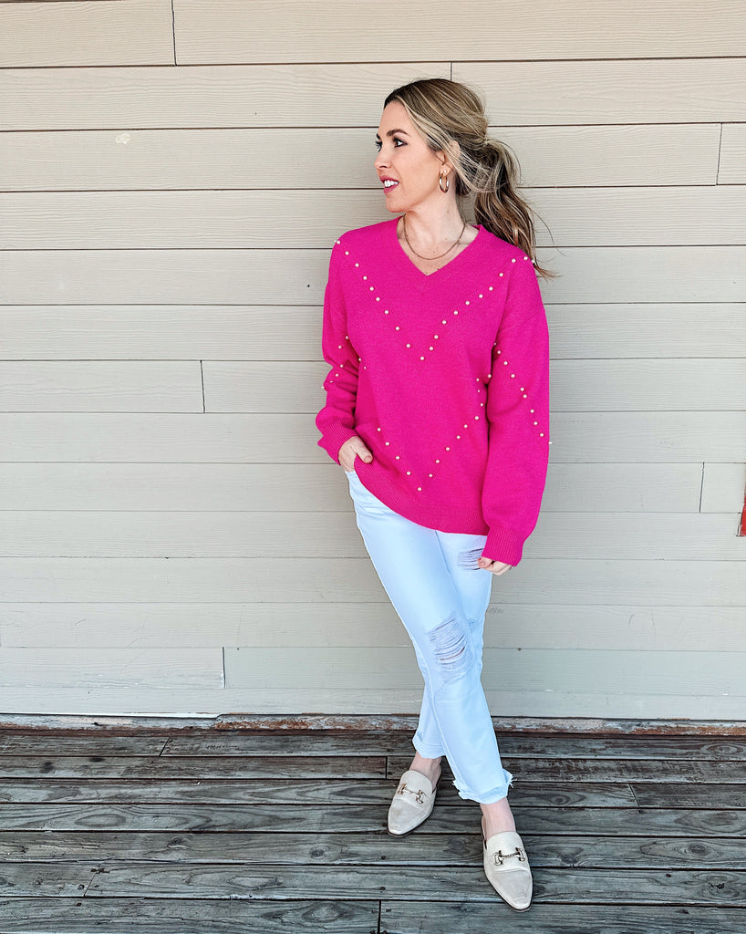 All The Glam Pearl Detail Sweater