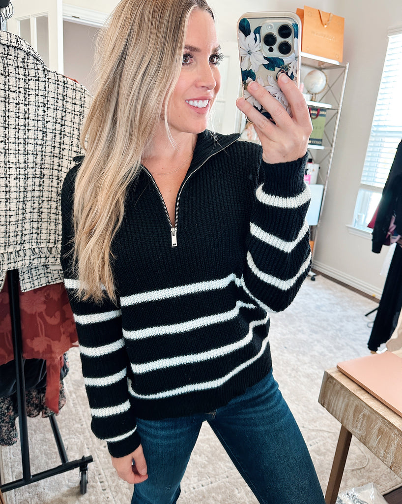 On the Go Half Zip Knit Sweater